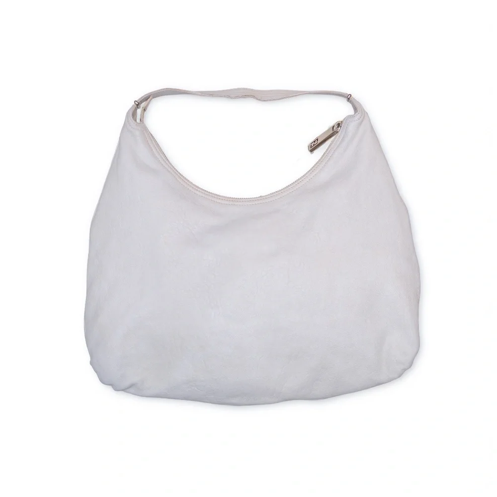 Vintage Fendi White Leather Hobo Shoulder Bag‎
